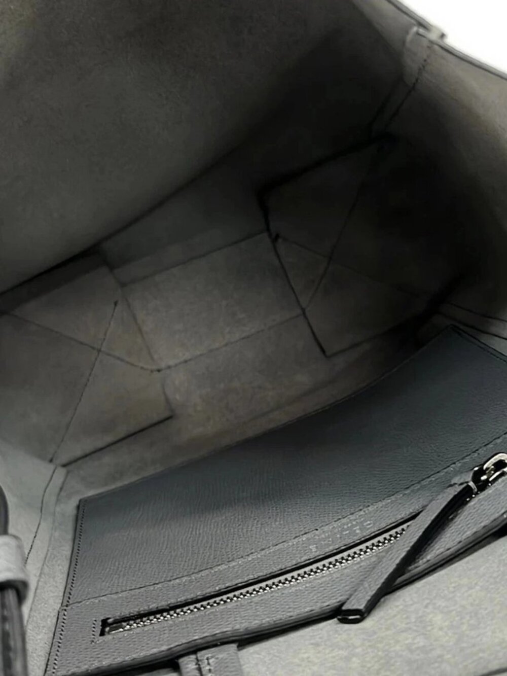 CELINE Vertical Cabas Small Gray Leather Tote Bag - Picture 7 of 11